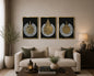 Ayatul Kursi 3-Piece Islamic Wall Art Set  Black & Gold Acrylic Calligraphy