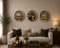 Islamic Sacred Landmarks 3-Piece Wall Art Set  Kaaba, Masjid Nabawi & Al-Aqsa Acrylic Décor